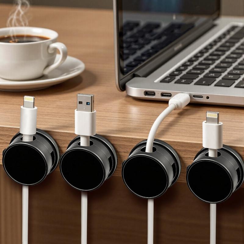 6Pieces 360 Degree Rotating Cord Keeper Magnetic Cable Organiser Adhesive Cable Clip For Desk Cable Cord Management