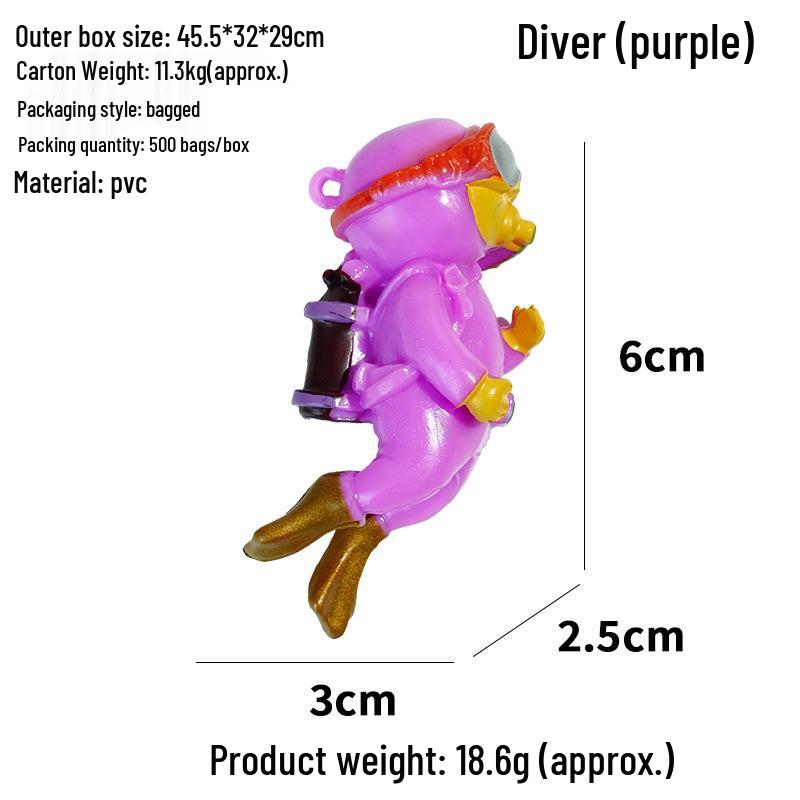 Blue Diver Fish Tank Ornament Set - Floating Aquarium Decoration Gift