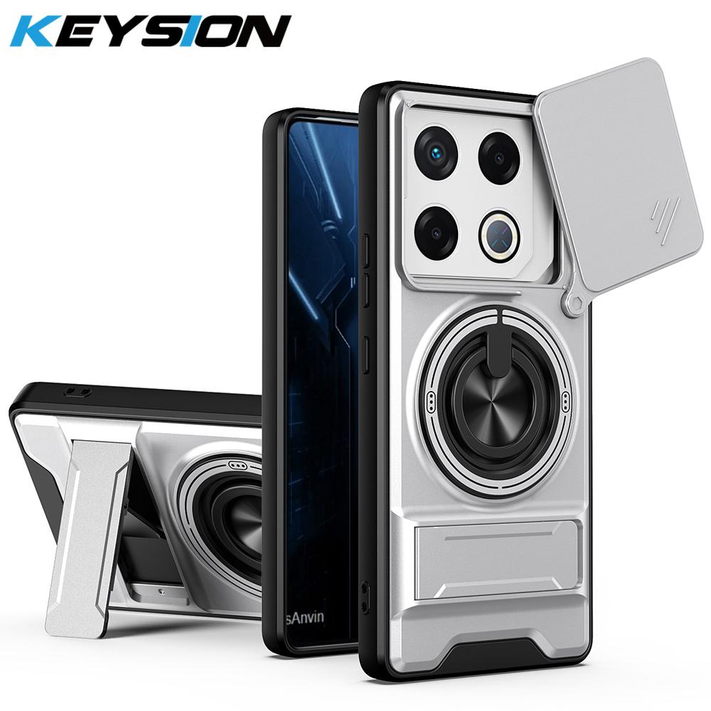 KEYSION Magnetic Phone Case for Infinix GT 20 Pro 5G Slide Camera Protection Upright Kickstand 360° Ring Shockproof Back Cover
