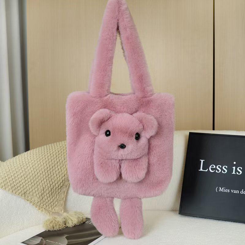 New Fluffy Koala Faux Fur Tote Bag - Large Capacity, High Fashion, Versatile for Autumn/Winter