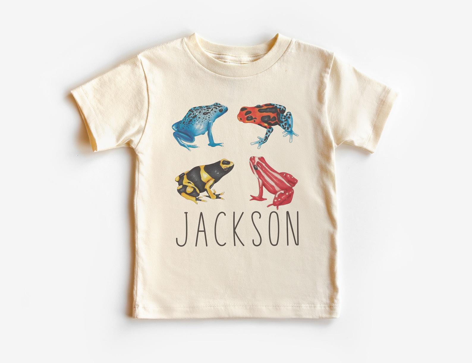Personalized Poison Dart Frogs Shirt, Custom Kids Name, Frog Lovers Tee, Boy Girl Birthday Party Gift, Cute Unisex Shirt 110