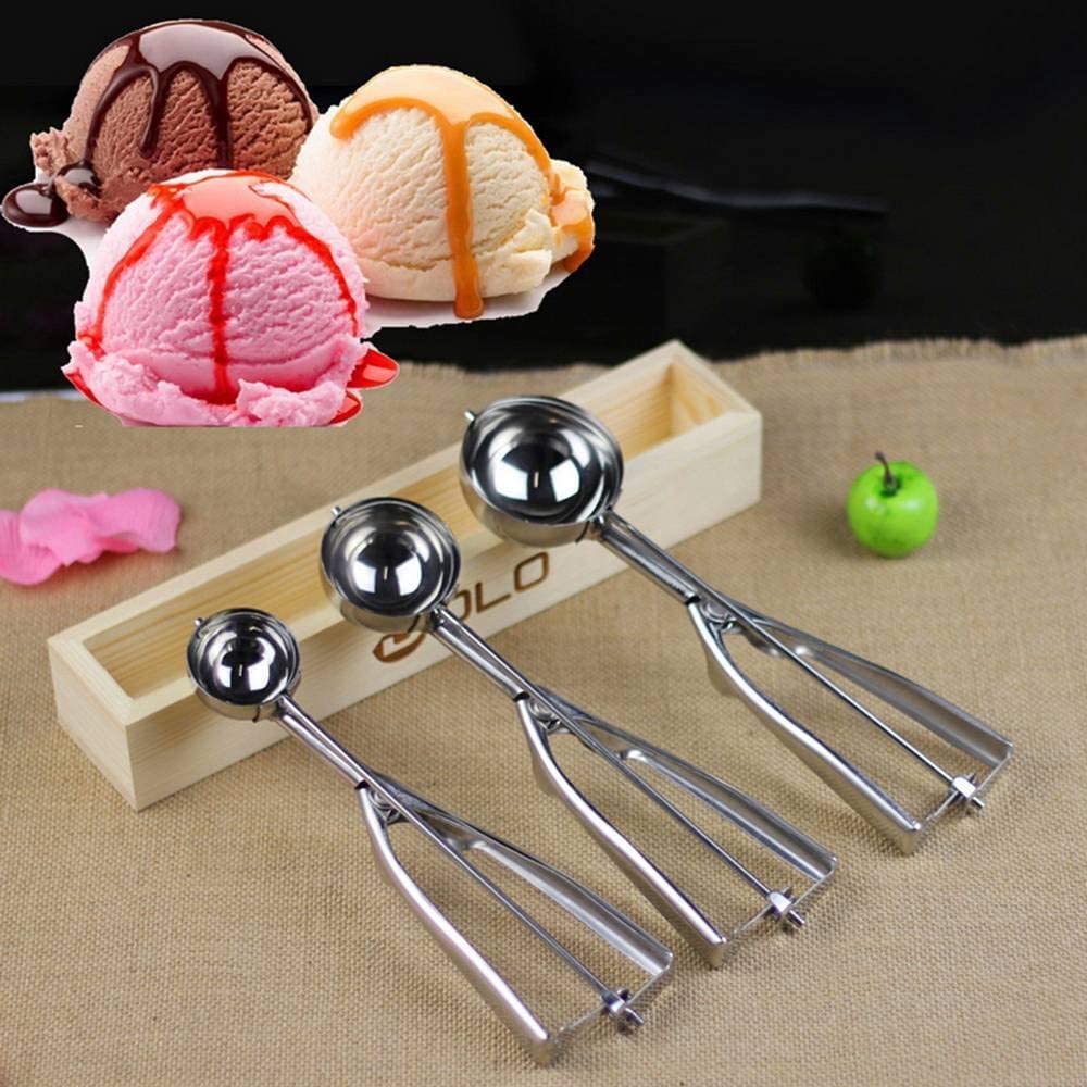 Stainless steel ice cream easy to and available in three sizes for kitchens and restaurants scoop, clean, (40mm)