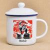 Retro Ceramic Mug with Lid: Nostalgic Imitation Enamel Design, Creative Office Tea Cup.