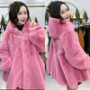 Autumn and Winter Light Imitation Fox Hair Cotton Clothes Fashion Imitation Mink Velvet Hooded Fur Jacket Wool Cotton Clothes Women