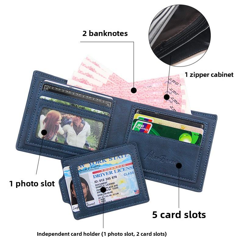 Classic Men's Wallets Vintage Genuine PU Leather Wallet RFID Anti Theft Short Fold Business Card Holder Purse Wallet Man