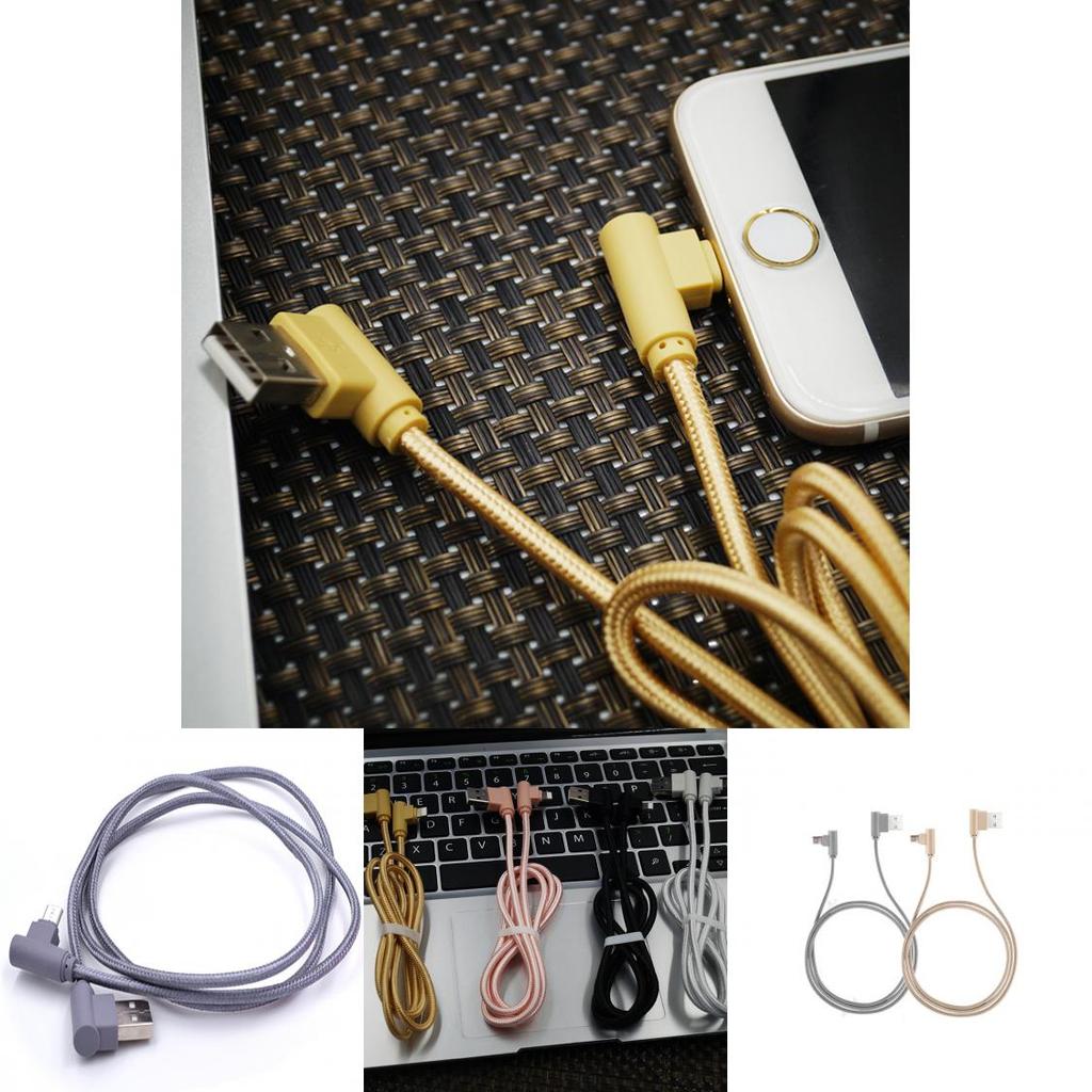 33 Feet Nylon Braided Micro Right Angle Fast Data Sync Charger Vertical Usb Cable With Durable Cotton Jacket