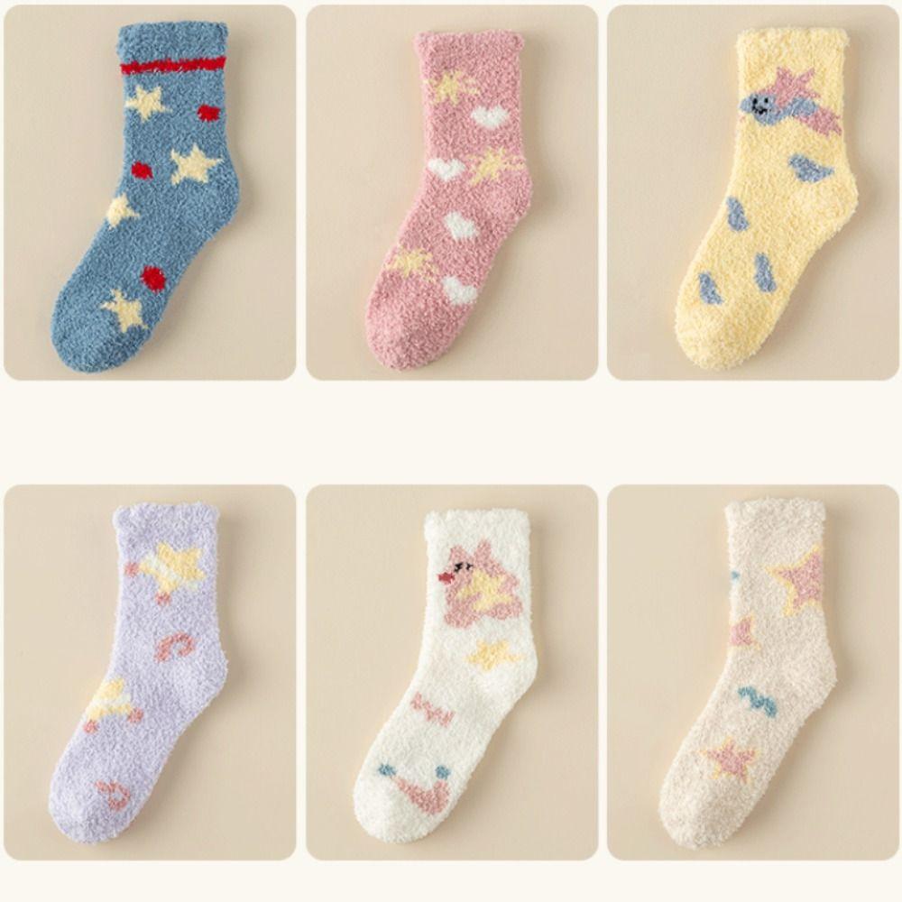 Warm Cotton Socks Winter Floor Socks Sleep Socks Coral Velvet Socks  Women