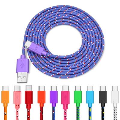1M/2M 2-in-1 Fast Braided Type-C USB Charging Multicolor Cable Data Line Cord