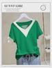 Women's 2024 Summer Cotton V-neck Short-Sleeve Top - Versatile, Loose, Slimming, Plus Size, Chic Korean Style T-shirt