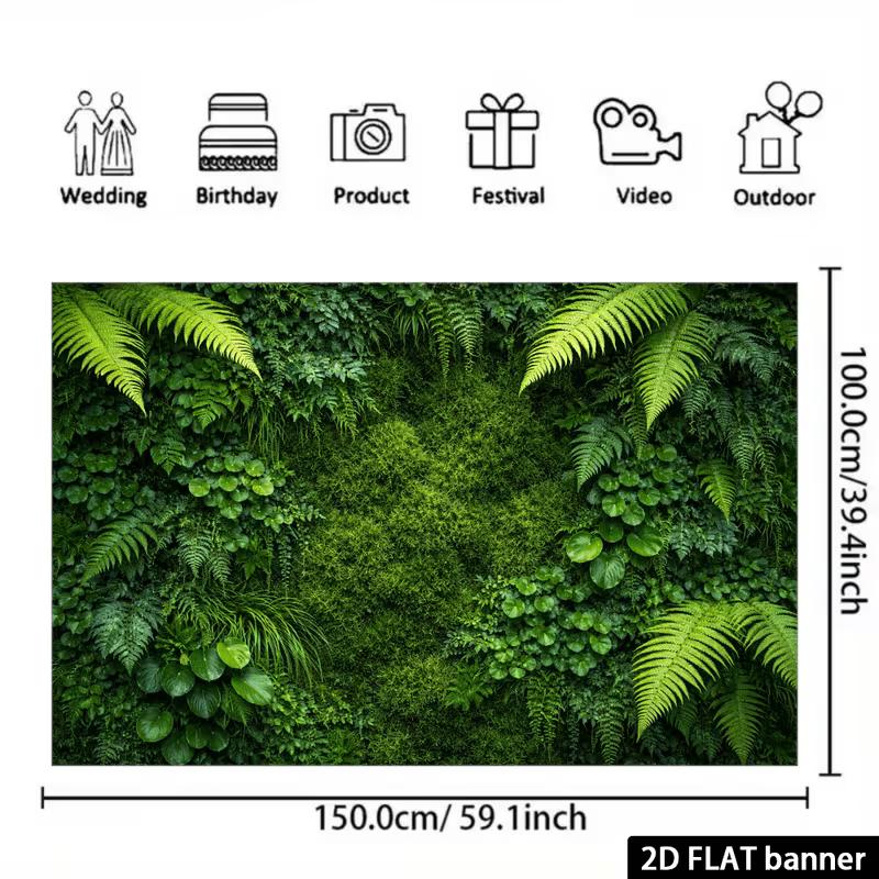 2D Lush Jungle Greenery Background Cloth for Wedding Birthday