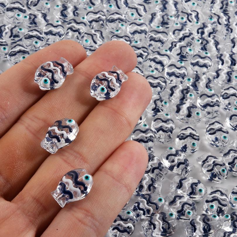 6pcs Glass Stripe Ocean Animal Fish Beads For Jewelry Making Supplies Small Hole Spacer Bead Accessories DIY Bracelets Necklace