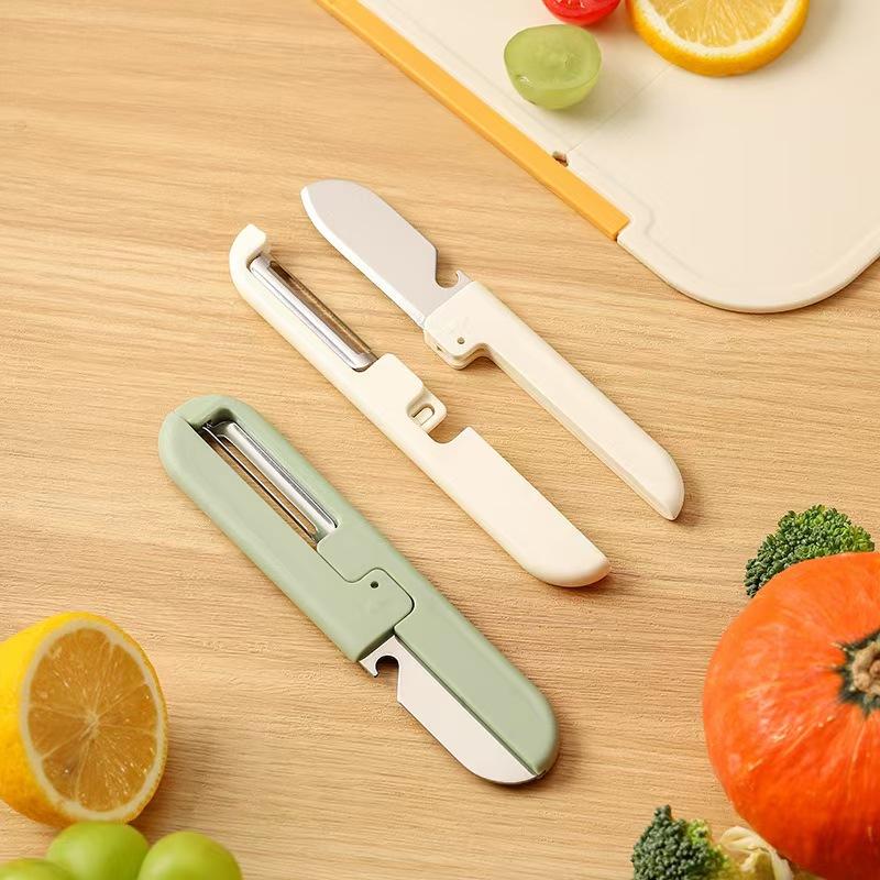 Multi-Functional Split‑Design Multi‑Purpose Fruit Knife, Portable Stainless Steel Peeler & Cutter With 135 Degree Rotatable Peeling