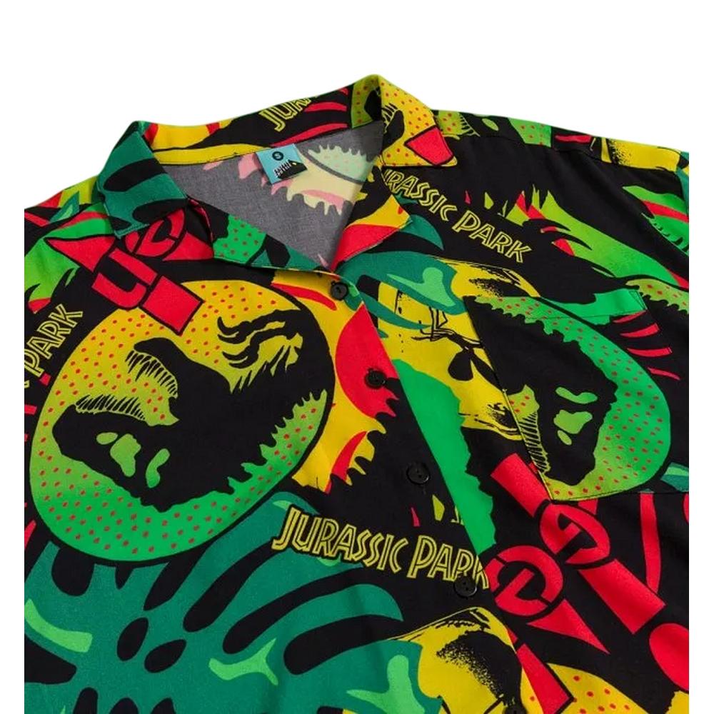 JURASSIC PARK Unisex Adult Button-Down Short-Sleeved Shirt