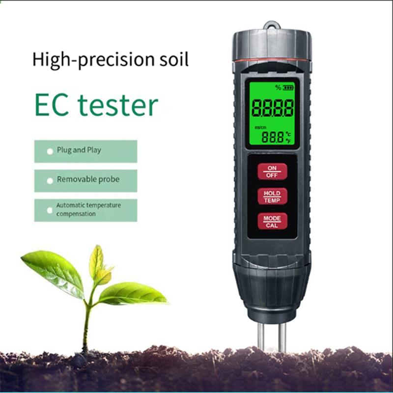 

3 in 1 Digital EC Meter Temperature Humidity EC Soil Tester High Accuracy Detector Garden Planting Flower Soil Analyzer чорний