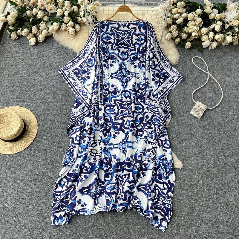 

INS Style Stylish off-Neck Irregular Dress Flower color One size