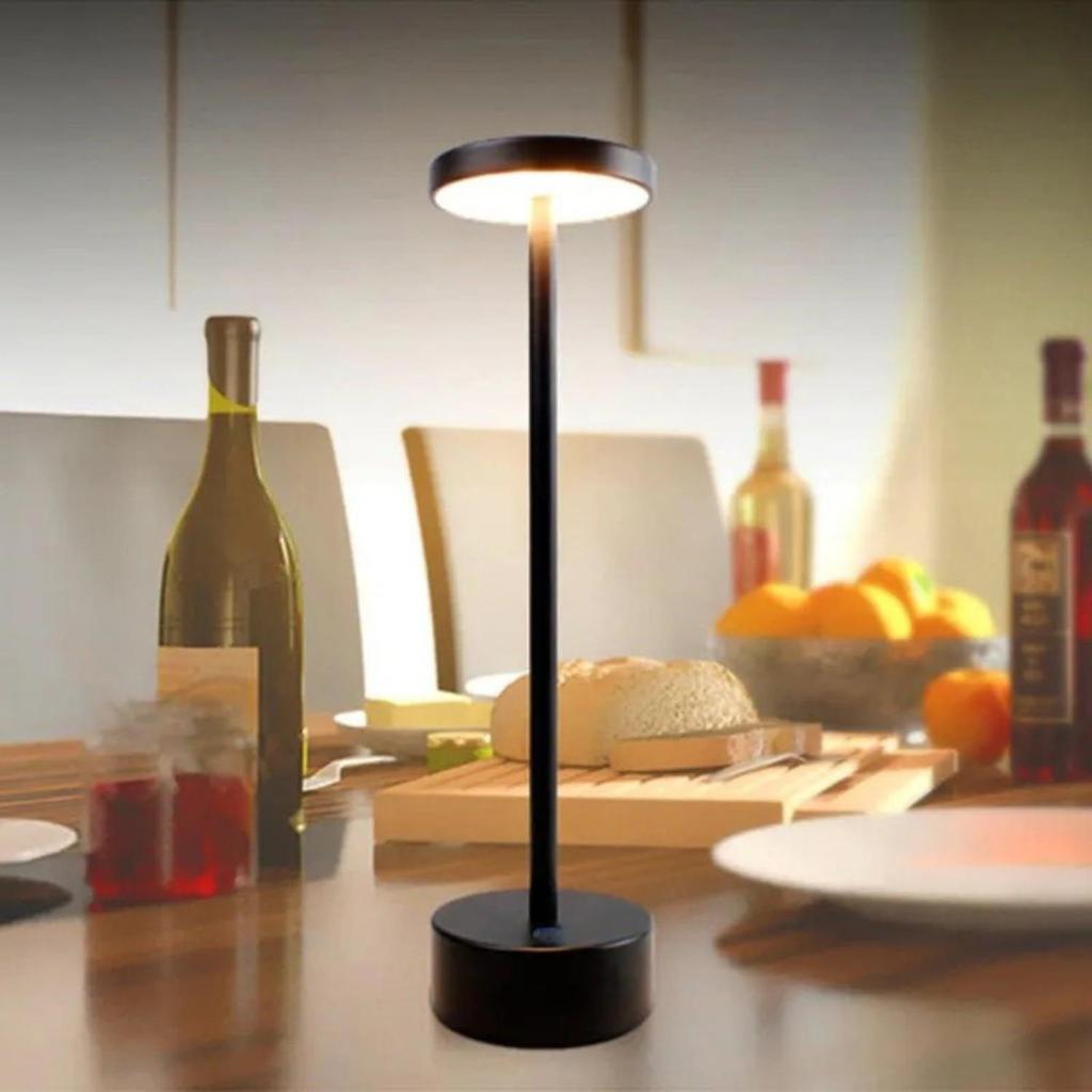 Metal Touch Control LED Table Lamp 3 Light Modes with Long-Press Dimming Brightness, Rechargeable & Cordless Modern Light