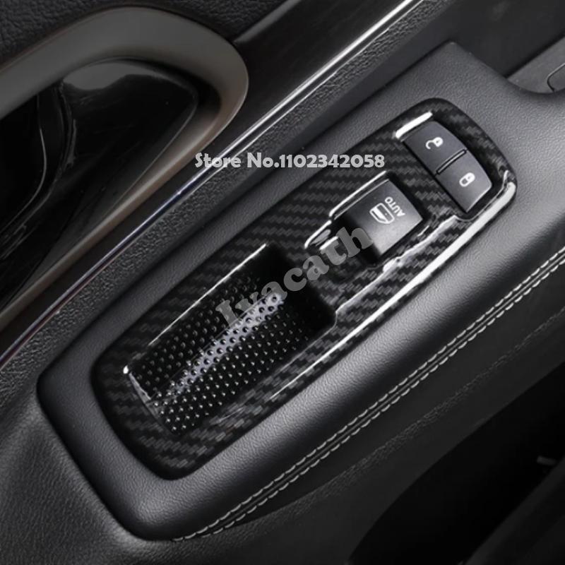 For Jeep Grand Cherokee WK2 2011-  Interior ABS carbonfiber Car Window Lift Button Glass control Switch Panel Cover stikcer