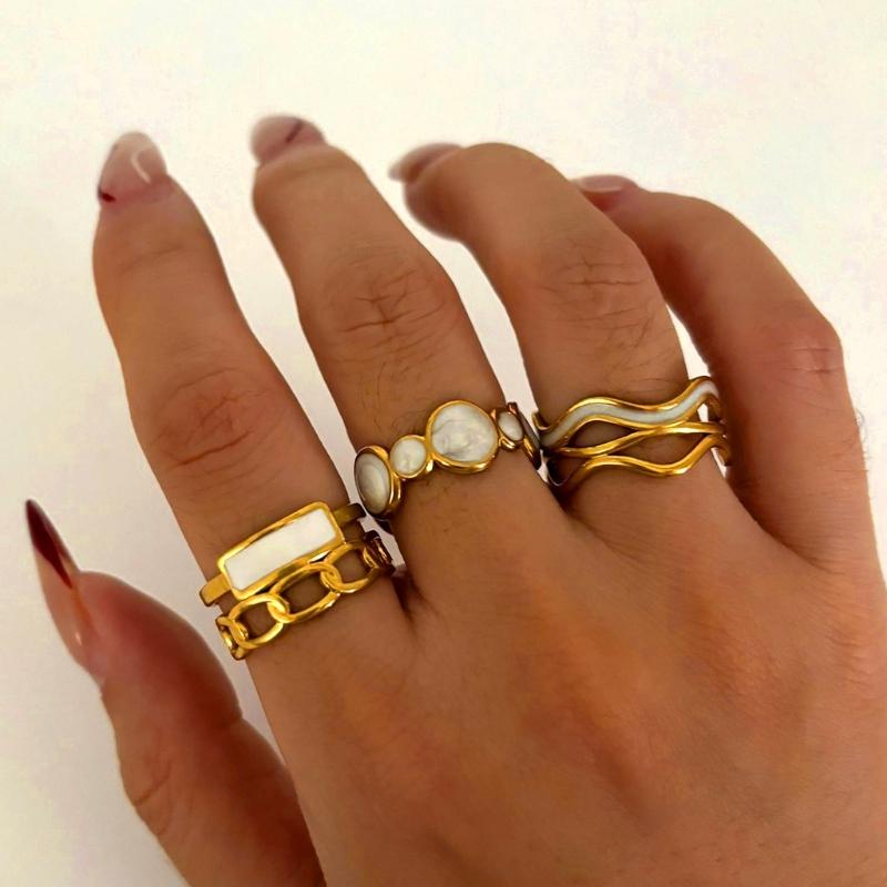 Elegant Finger Rings Party Accessories Geometric Weddings Rings Stainless Steel Texture Suitable for Fashion Casual Look