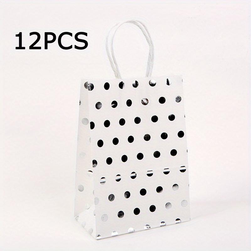 

WTEMPO 12 шт. 6*11*15 см круглые точечные печатные подарочные пакеты портативные складные бумажные подарочные пакеты с ручками креативные праздничные подарочные упаковочные пакеты 12pcs серебряный