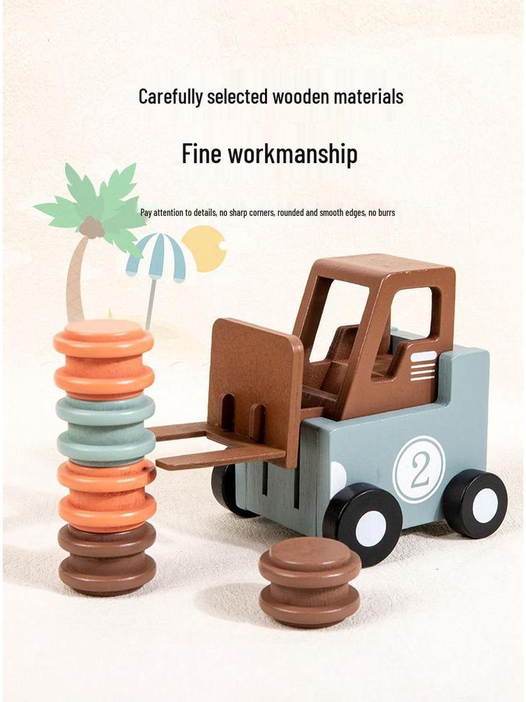 Interactive Wooden Forklift Game: Early Education Puzzle & Logical Thinking Toy for Kids