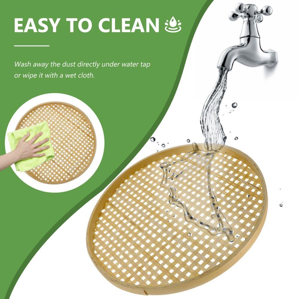 Useful Portable Handicraft Fried Food Fruit Dim Sum Storage Basket Dustpan Food Tray Bamboo Sieve