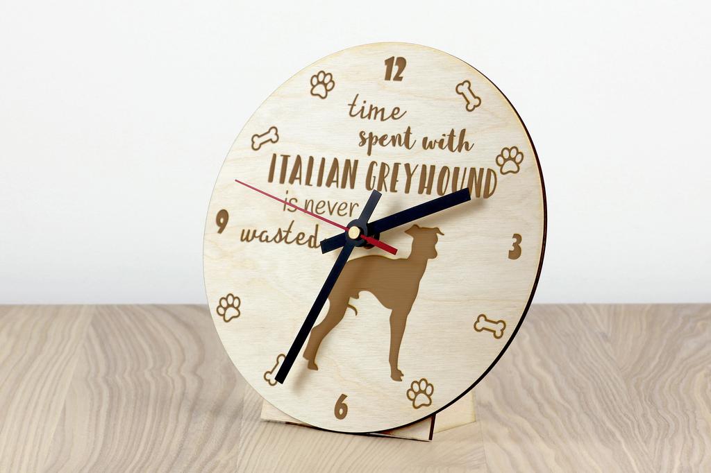 İtalyan Tazısı, İtalyan Tazısı - köpekli saat, ahşap oymalı saat, Art-Dog tarafından kişiselleştirilmiş saat