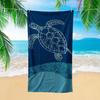 1pc Blue Turtle Wave Towel, Quick-Dry & Lightweight, Soft Absorbent Bath Pool Towel, Multifunctional for Beach, Trave, Sports