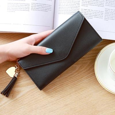 PU Leather Long Wallet Women Coin Purse Tassel Card Holders Zipper Purses
