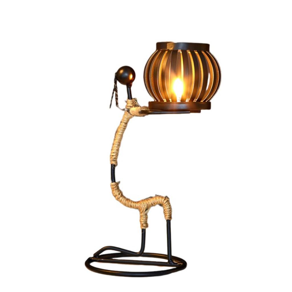 African-Inspired Tea Light Candle Holder with Metal Art Girl Figure A Type