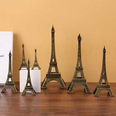 Eiffel Tower Statue Decor Alloy Metal Collectible Figurine Structure Theme Tabletop Ornament for Home Office Bar Shelf 7 Sizes