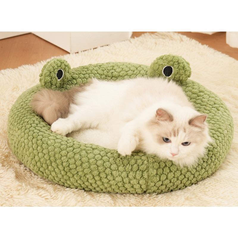 Cute Frog Series Pet Bed - Winter Cat House & Dog Bed Cartoon Animal Shaped Warm Shelter for Cats Dogs