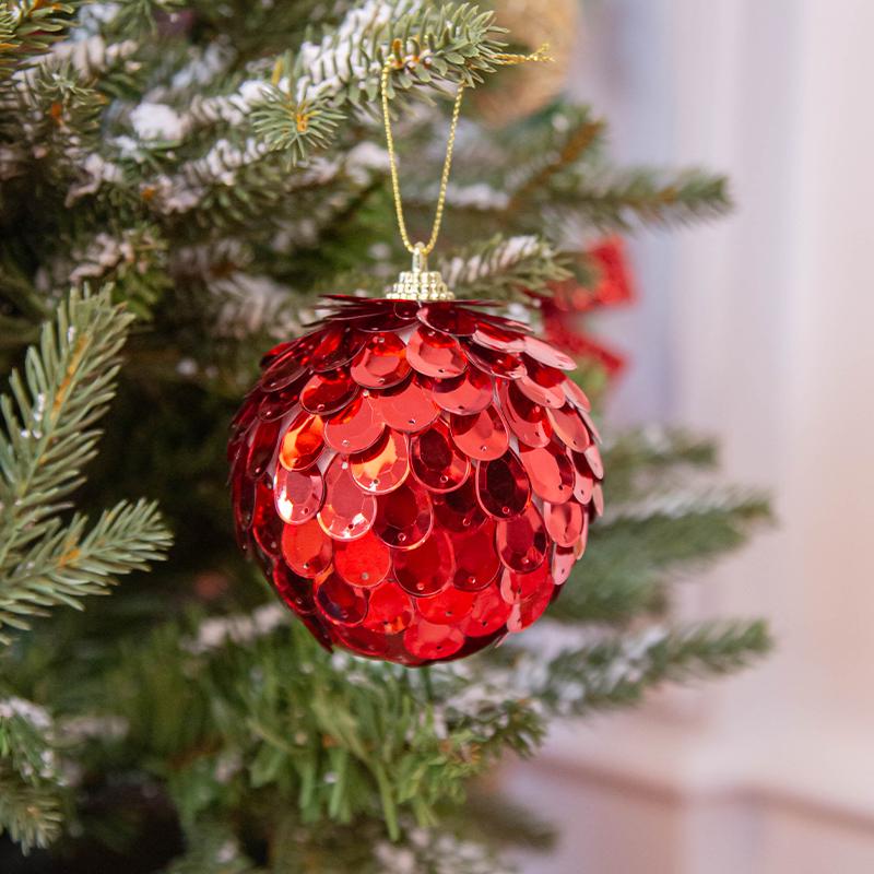 8cm runde Fischschuppen-Weihnachtsornamente: Gold, Grün, Rot, Rosa, Champagner Laserfarben