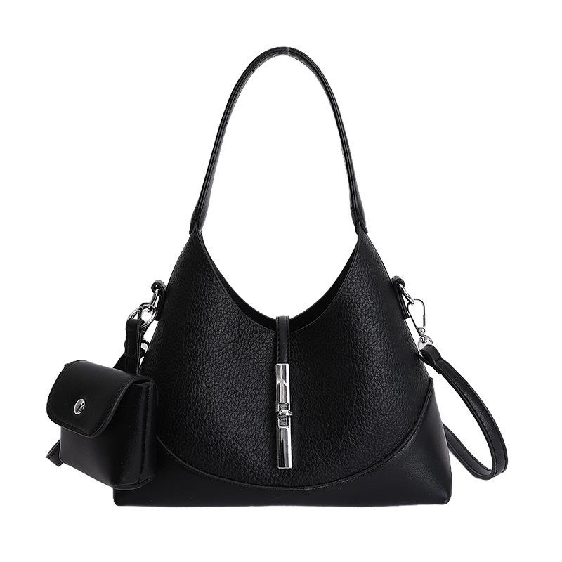 

2026 New Large Capacity Ctrast Color Women Bag, Retro Shoulder Underarm Crossbody Bag, Casual Versatile Daily Commute Purse чёрный
