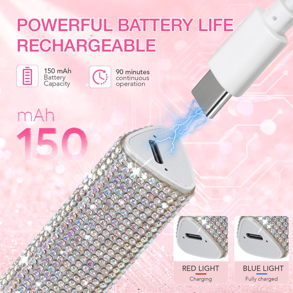 DianaBeauty Handheld Nail Lamp Portable Mini Nail Dryer with Rhinestone Rechargeable Lamp with 150mAh Battery Nail Salon Tools