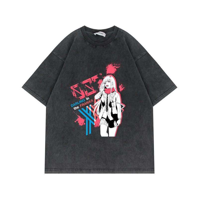 Übergroßes Anime-T-Shirt für Jungen 230g Baumwolle Vintage-Waschung Kurzarm Lässiges Oberteil