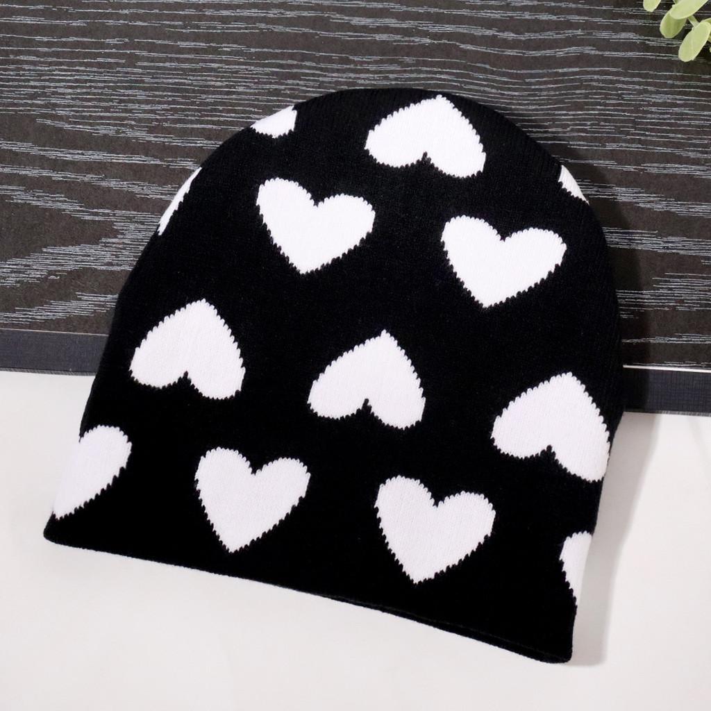 Knit Hat For Women With Heart Shape Design Autumn Winter Fashion Cozy Accessory