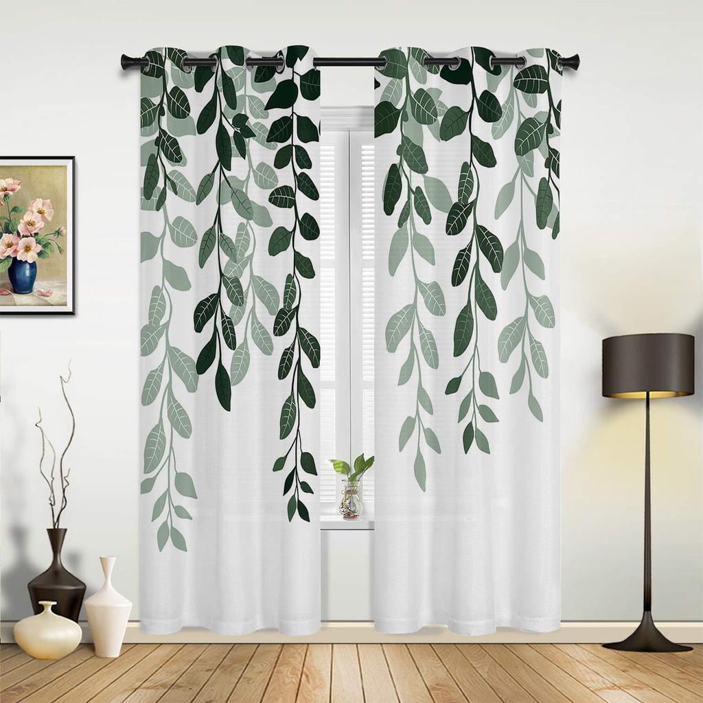 Rustic Leaves Plants Window Curtains for Living Room Bedroom Curtain Modern Kitchen Blinds Drapes Curtains