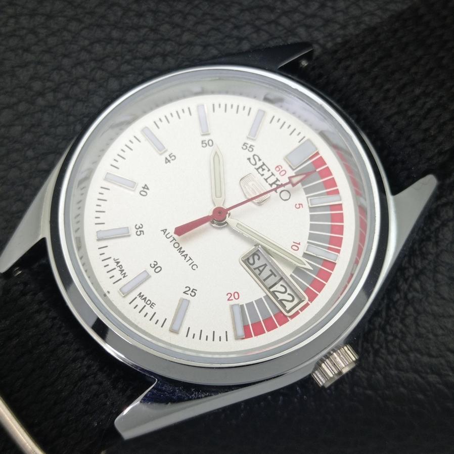 Montre vintage Seiko 5 automatique japonaise pour homme, cadran blanc, modèle D/D, remise à neuf, 528-a277005-12