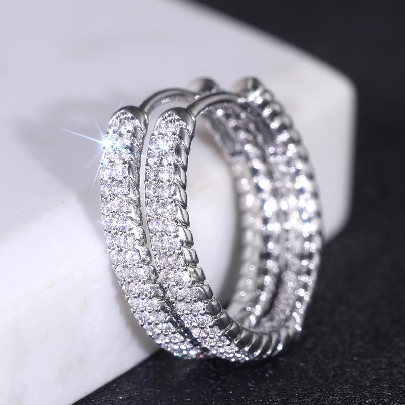 Xiaomi Huitan Classic Women's Hoop Earrings with Brilliant Cubic Zirconia Luxury Silver Color Circle Earrings Temperament Lady Jewelry