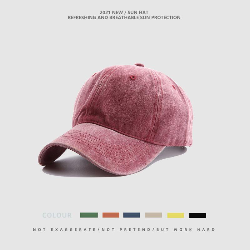 

Autumn and winter baseball cap men s high-end hat men s retro washed denim old trendy brand big head circumference cap women Average Size (55-59cm)