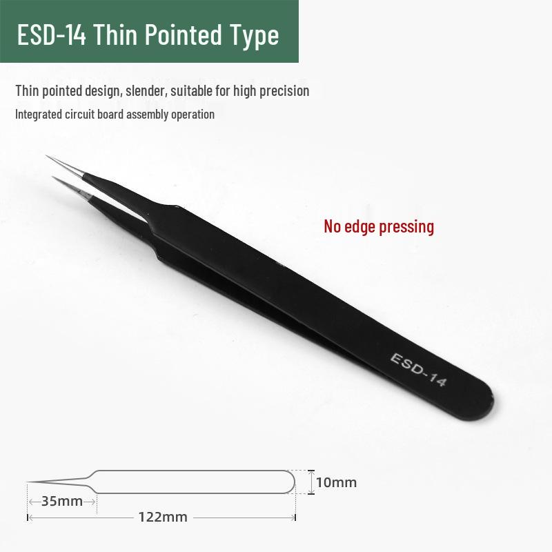 Stainless Steel Precision Tweezers - ESD Pointed Tip Disassembly & Eyelash Tool.