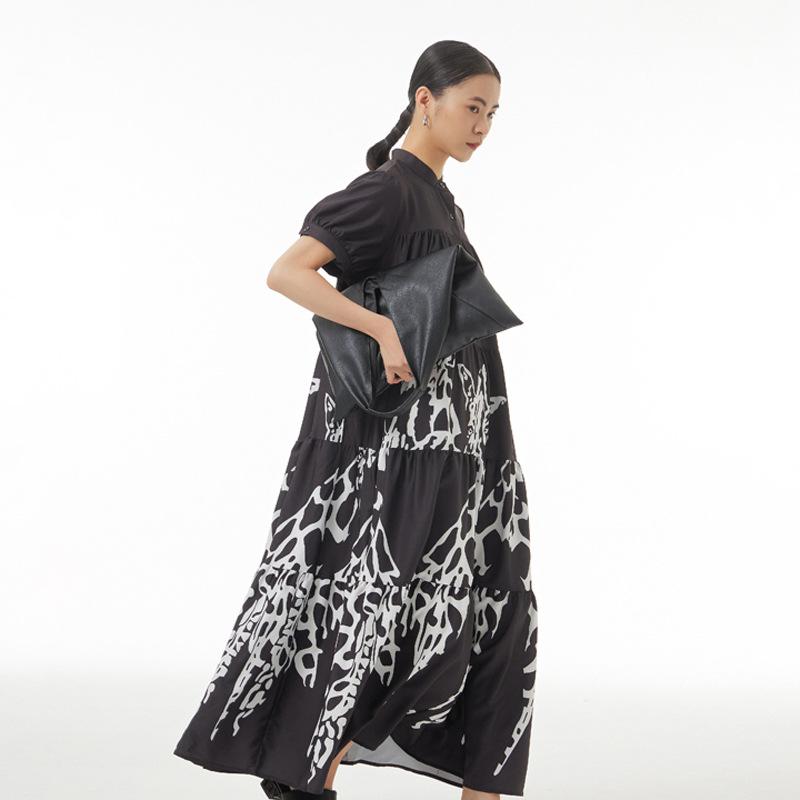 Summer Literary Retro Printing Dress Loose Plus Size Dress for Women