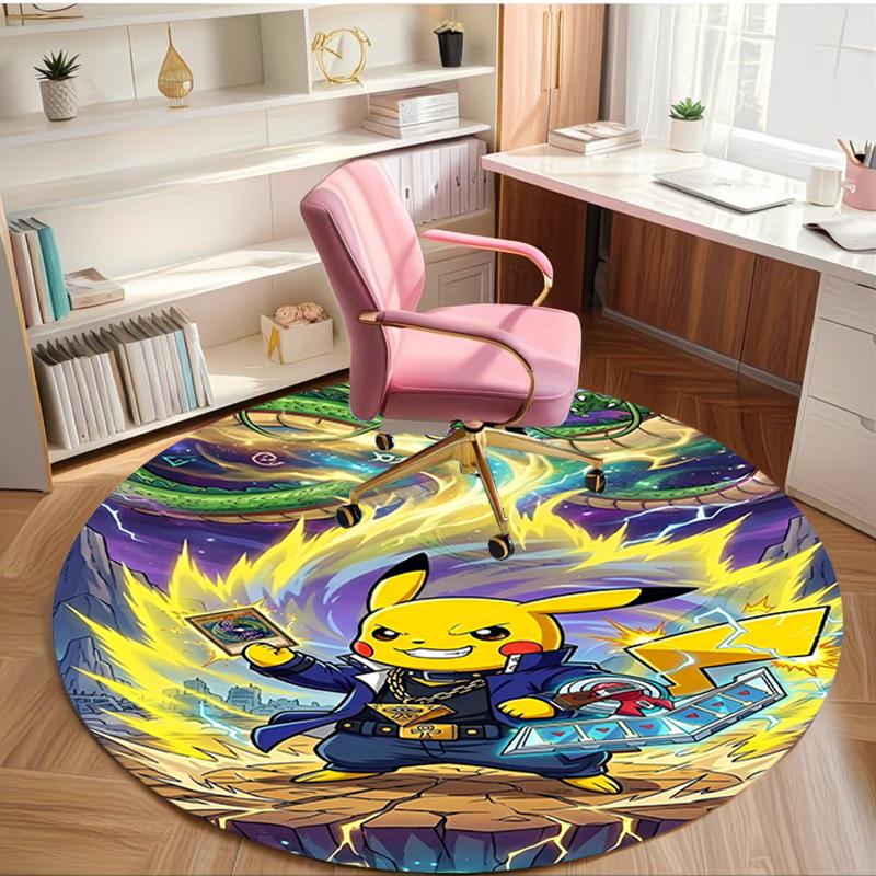Pokemon Print Round Rug, Washable Floor Carpet, For Entryway Dorm Laundry Room Office Study, Home Decor Birthday Christmas Gift