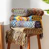 Retro Bohemian Knitted Striped Blanket Soft Plaid Blanket Sofa Decorative Throw Blankets with Tassel Blankets for Bed Bedspread