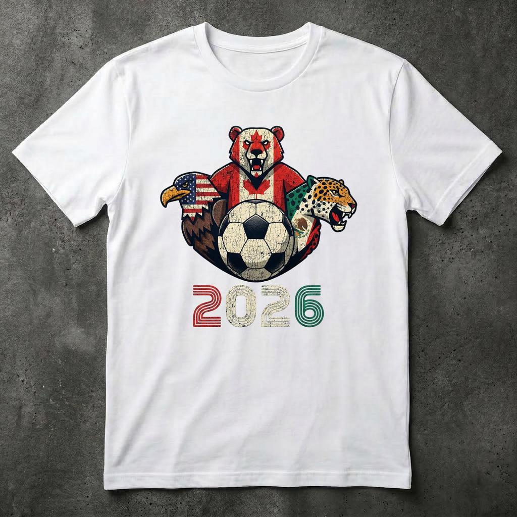 World Cup 2026 Soccer Shirt Logo, Custom USA Canada Mexico Football Tee