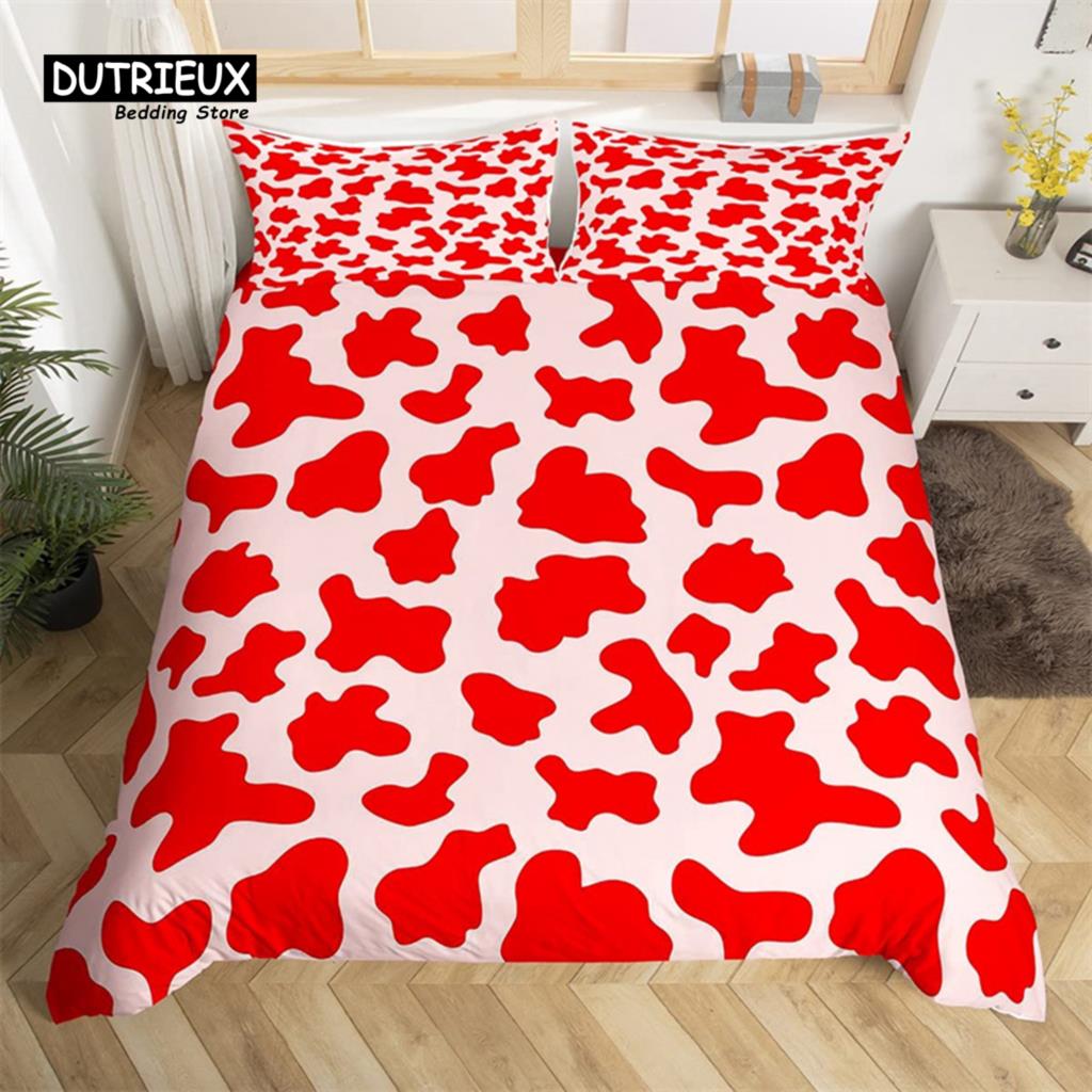 Cowhide Duvet Cover Milk Cow Print Bedding Set Microfiber Western  Farm Animal Skin Quilt Cover Full For Boys Girls Kawaii Room
