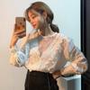 Korean Chic Retro French Lace Patchwork Puff Sleeve Blouse