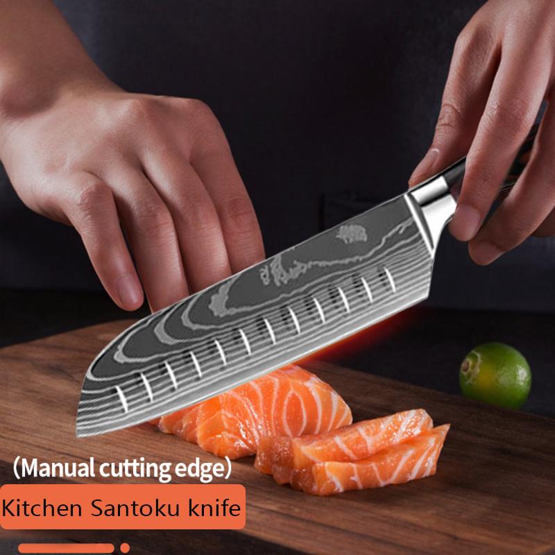 Professional Damascus Kitchen Knives Chef Knife Japanese Santoku Meat Cleaver Slicing Knife Stainless Steel Boning Knife