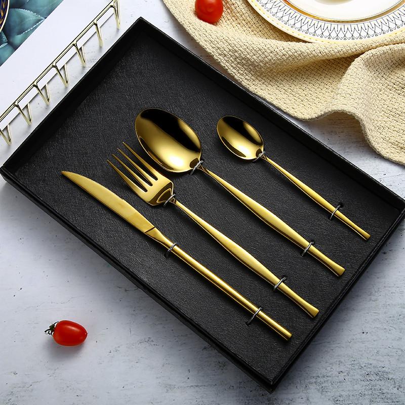 Stainless Steel Cutlery Silverware Spoon Set Matte Gold Eco Friendly Cutlery Knives Forks Spoons Dinnerware Set Dinner Set