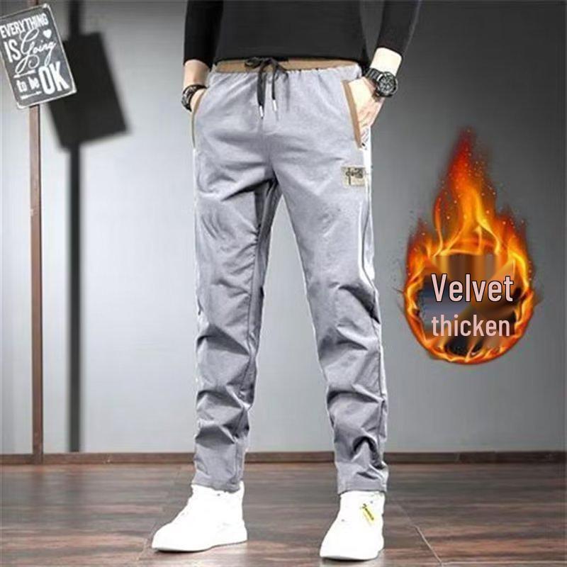 Pánské sametové ležérní sportovní kalhoty slim-fit na podzim/zimu - Módní design s rovnými nohavicemi